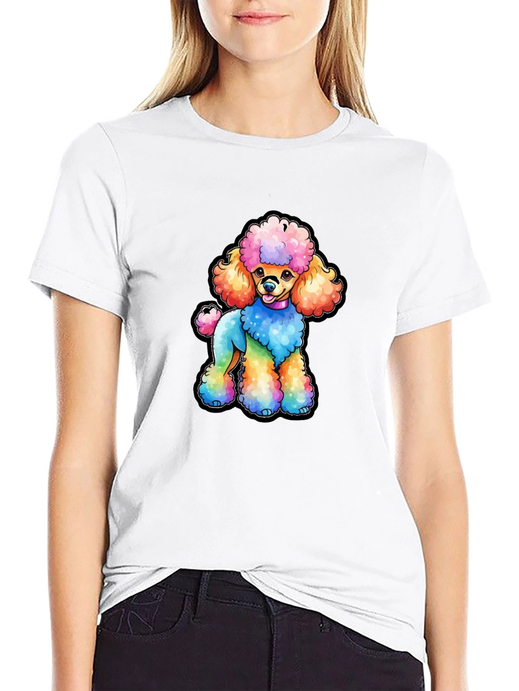 Rainbow Poodle Graphic T-Shirt