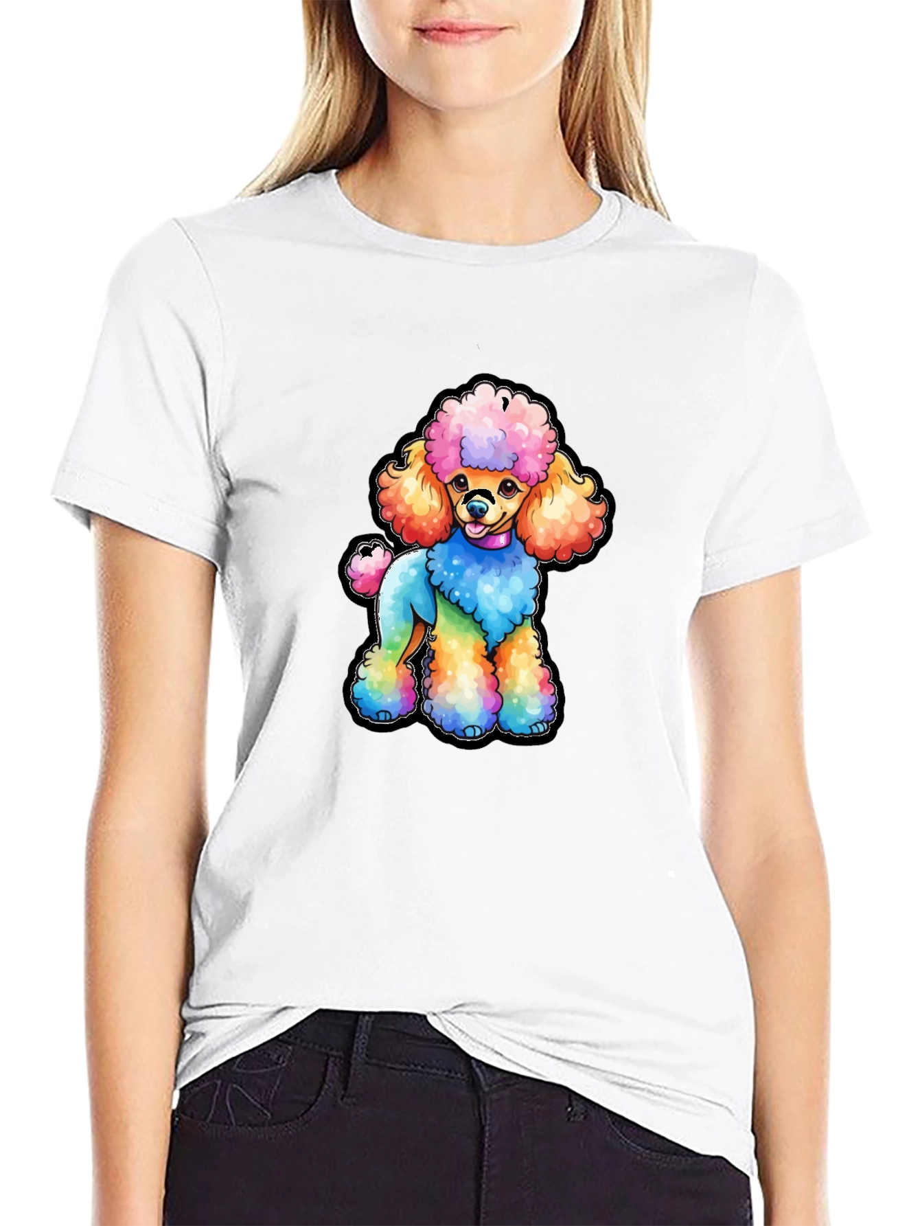Rainbow Poodle Graphic T-Shirt