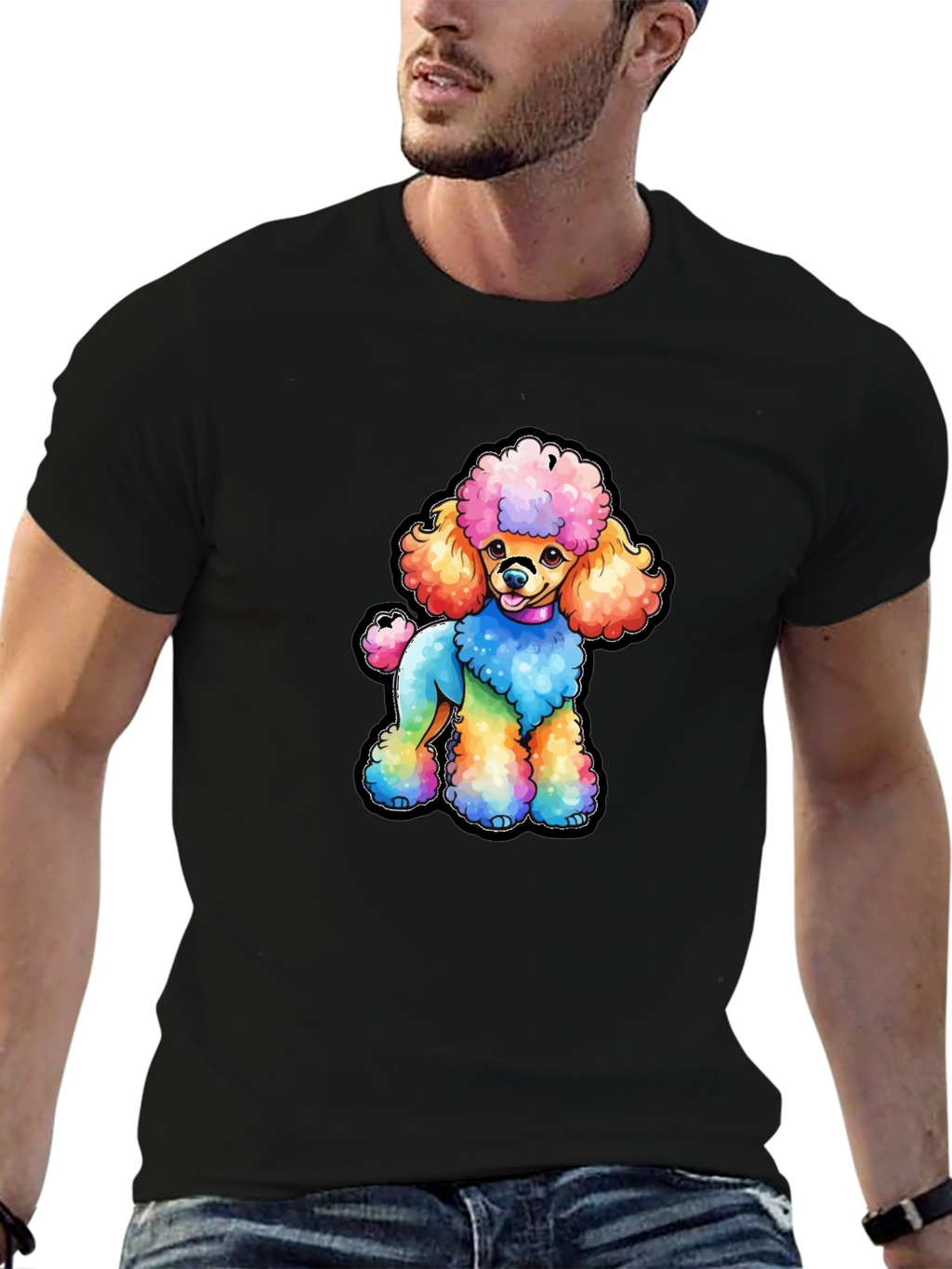 Rainbow Poodle Graphic T-Shirt