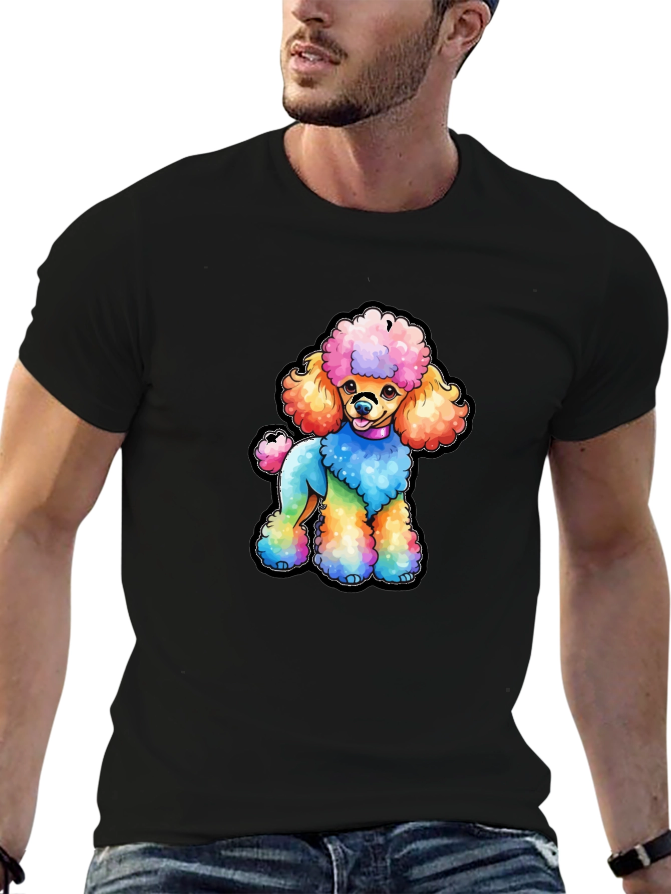 Rainbow Poodle Graphic T-Shirt