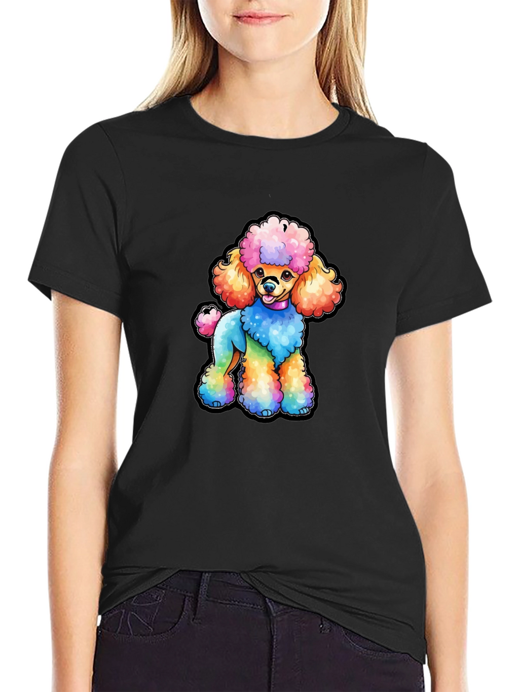 Rainbow Poodle Graphic T-Shirt