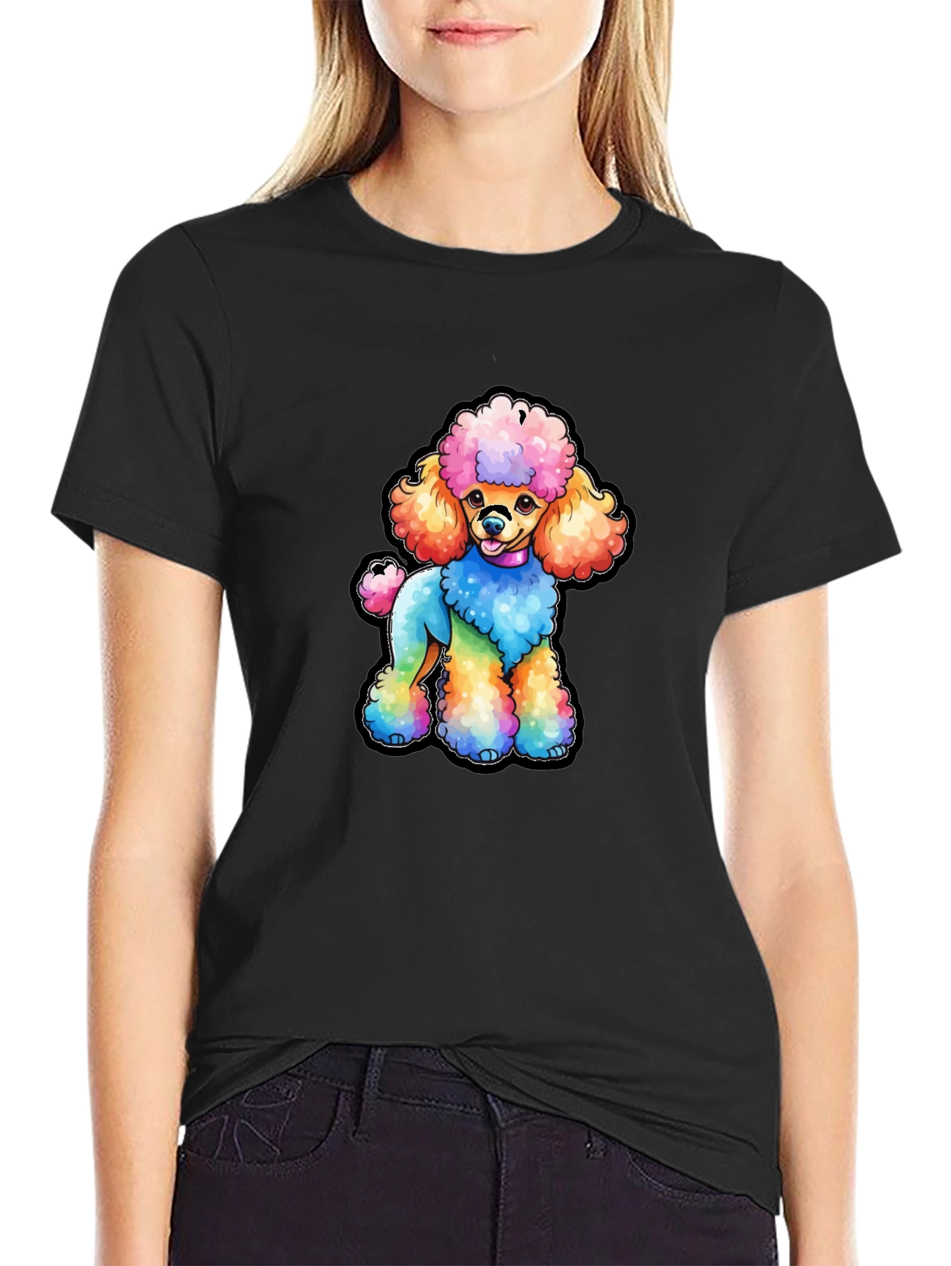Rainbow Poodle Graphic T-Shirt
