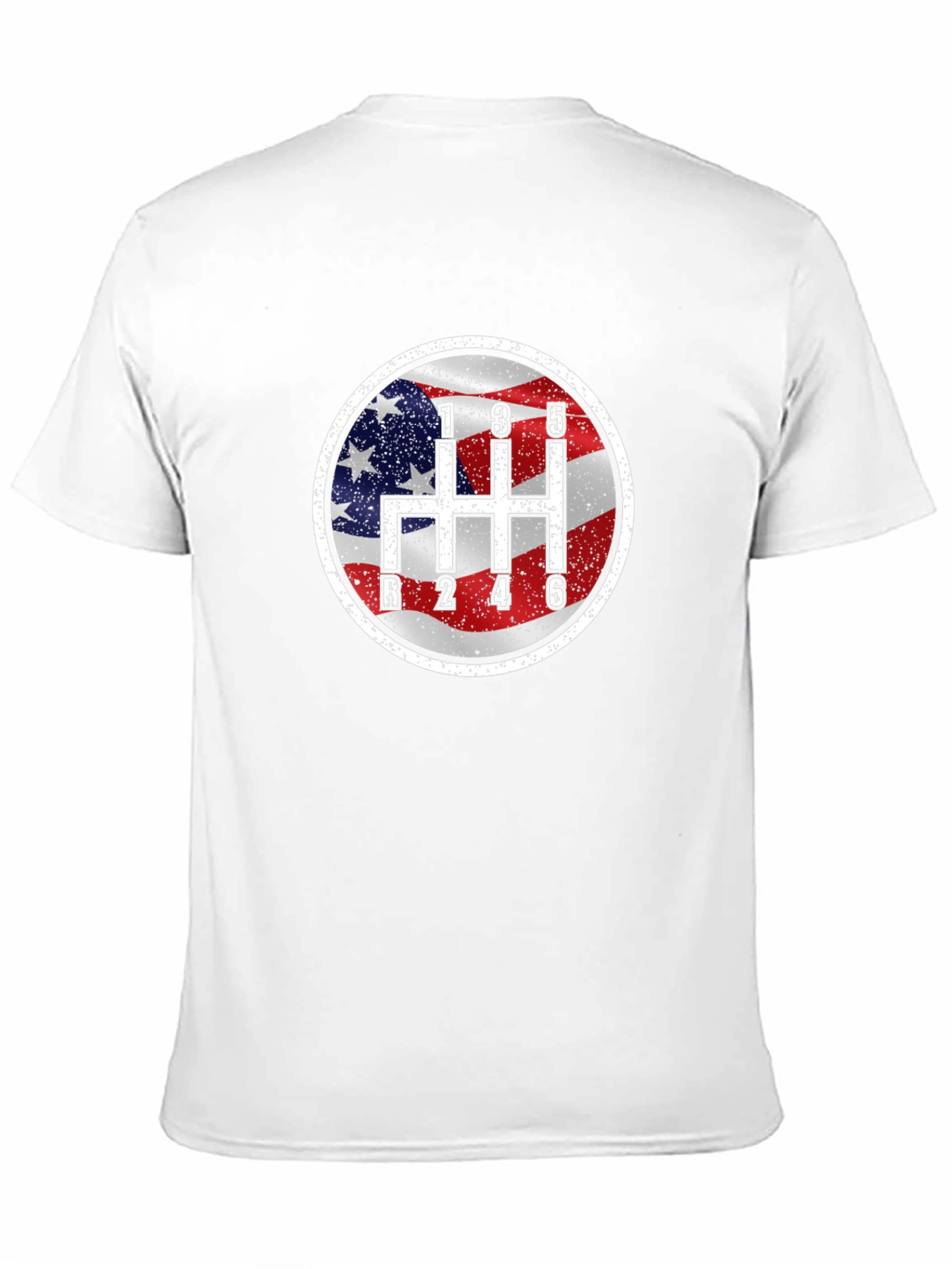 American Flag Manual Shift Car Enthusiast T-Shirt
