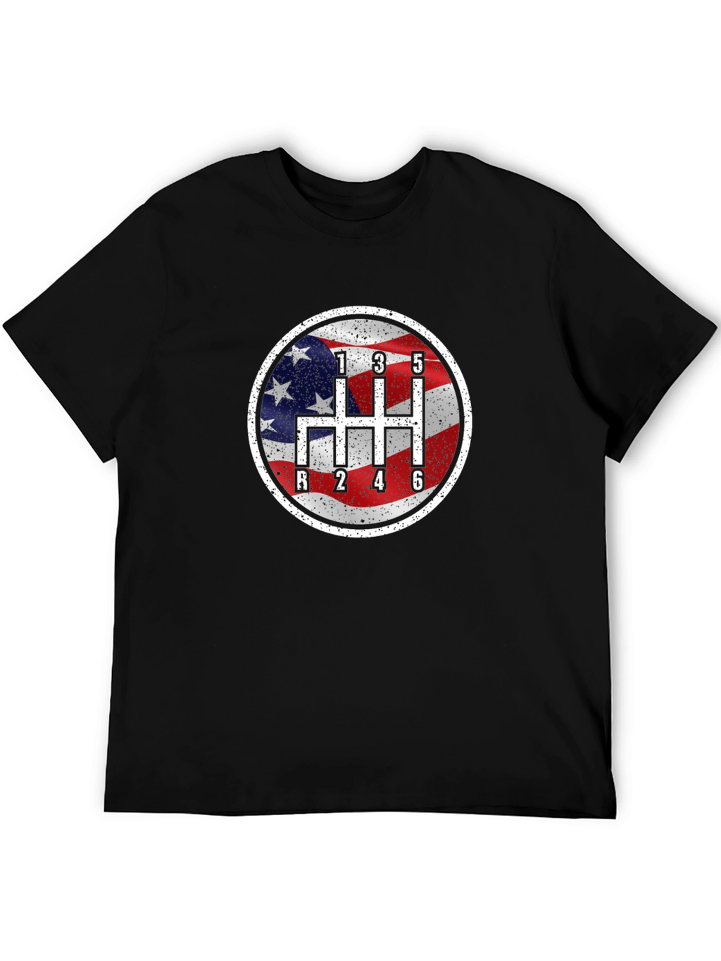 American Flag Manual Shift Car Enthusiast T-Shirt