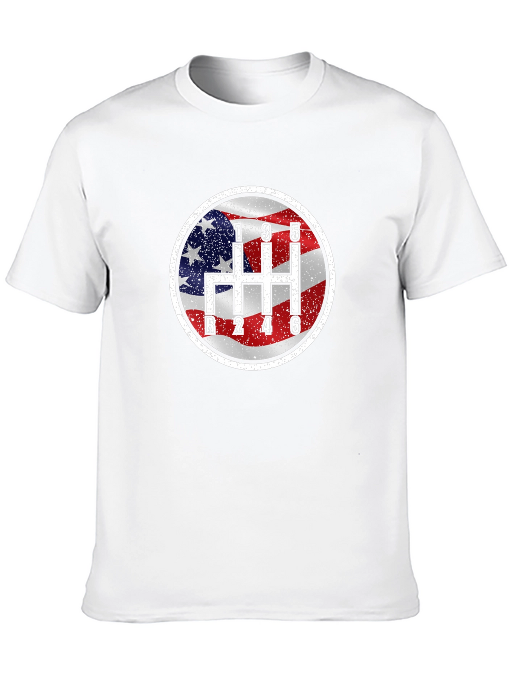 American Flag Manual Shift Car Enthusiast T-Shirt