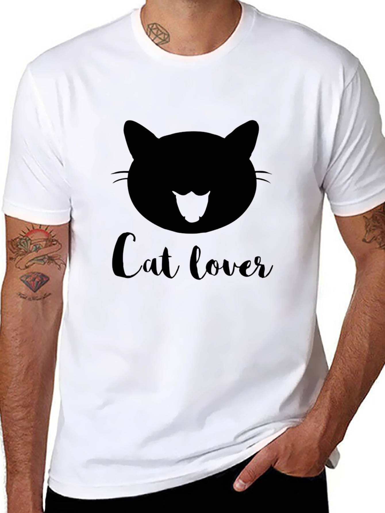 Cat Lover Graphic Black T-Shirt