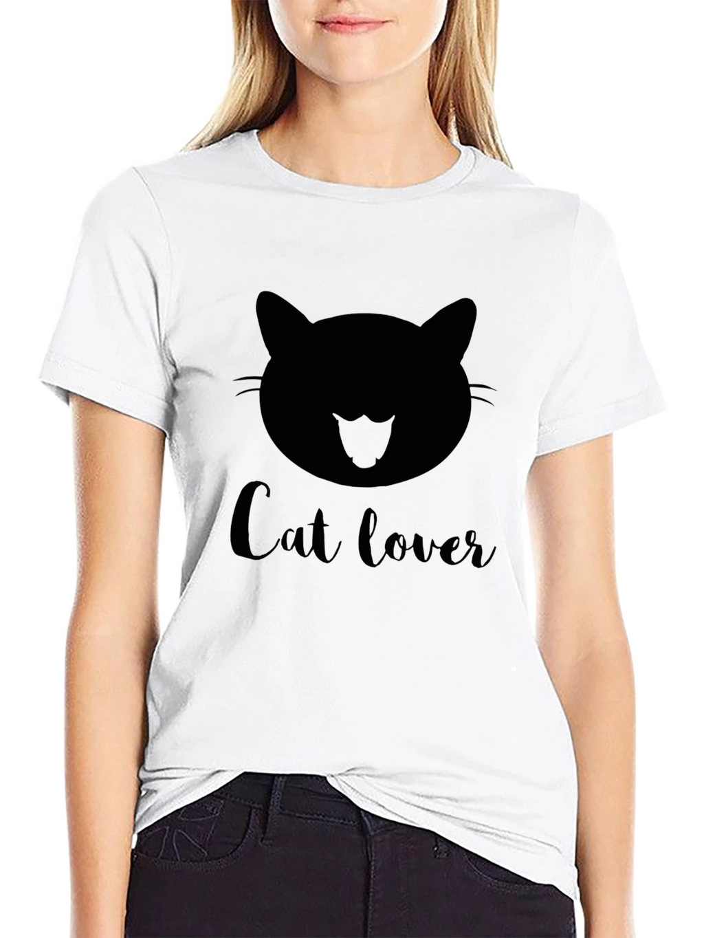 Cat Lover Graphic Black T-Shirt