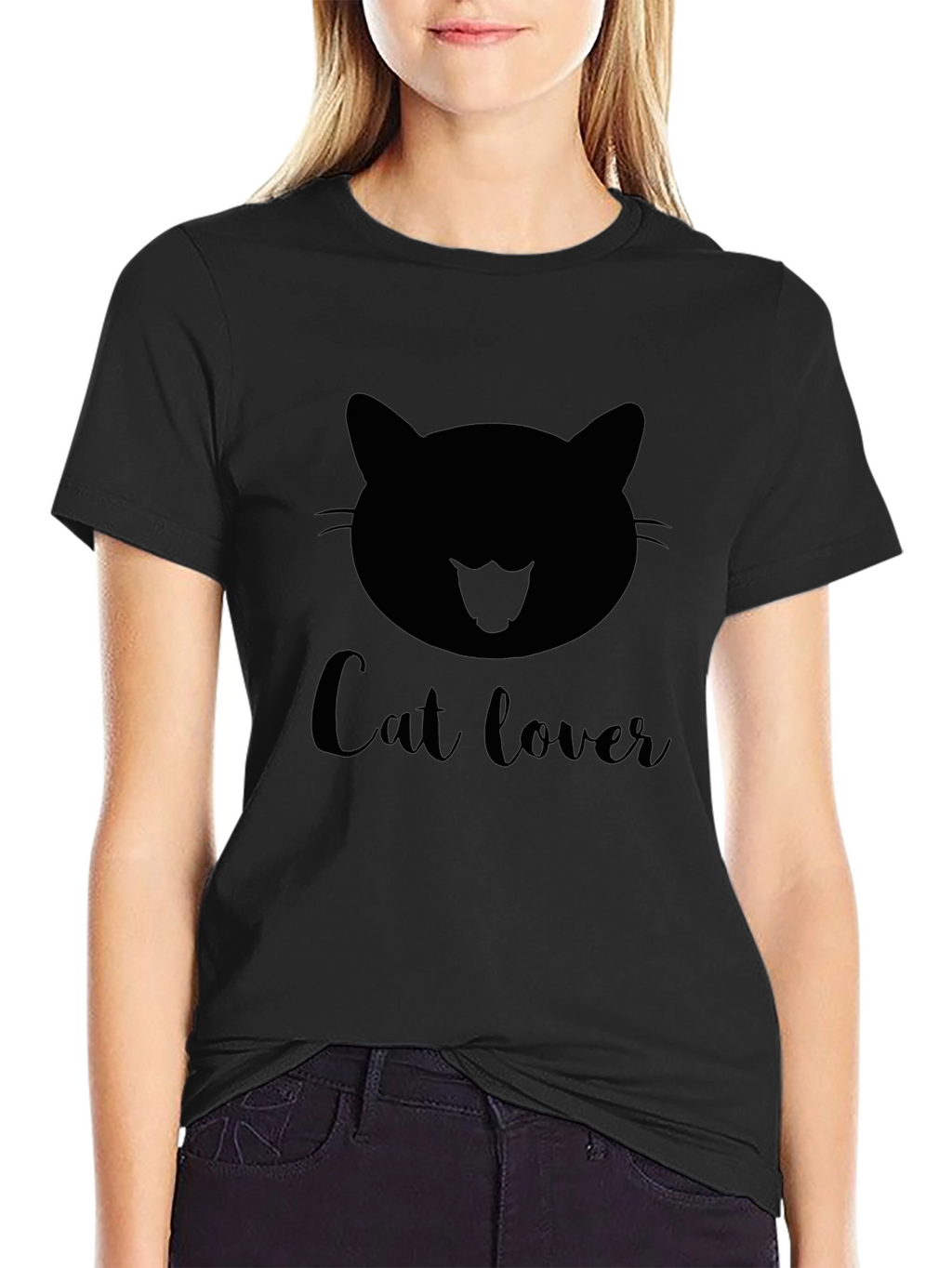 Cat Lover Graphic Black T-Shirt