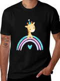 Giraffe Rainbow T-Shirt Cute Cartoon Graphic Tee