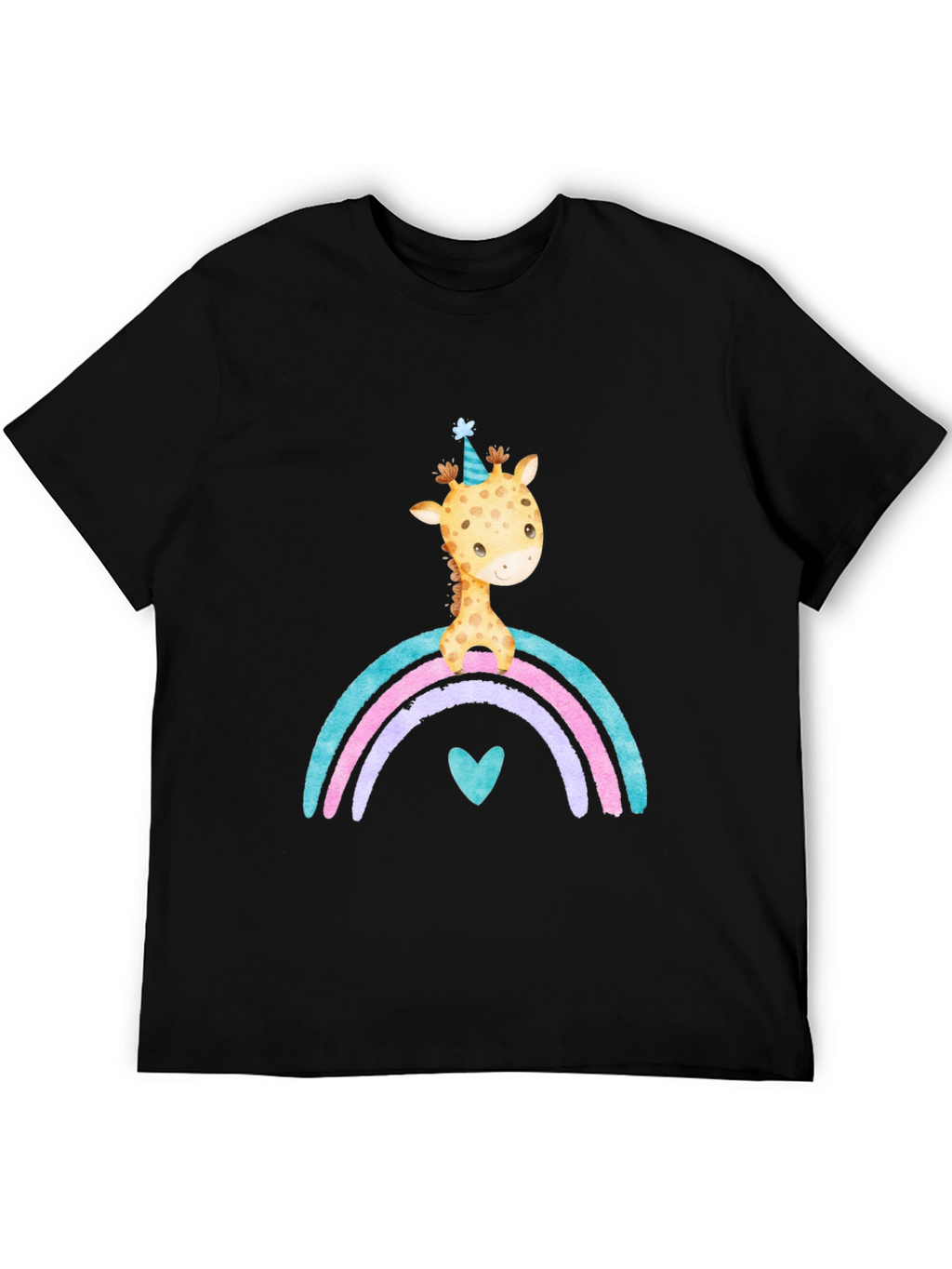 Giraffe Rainbow T-Shirt Cute Cartoon Graphic Tee