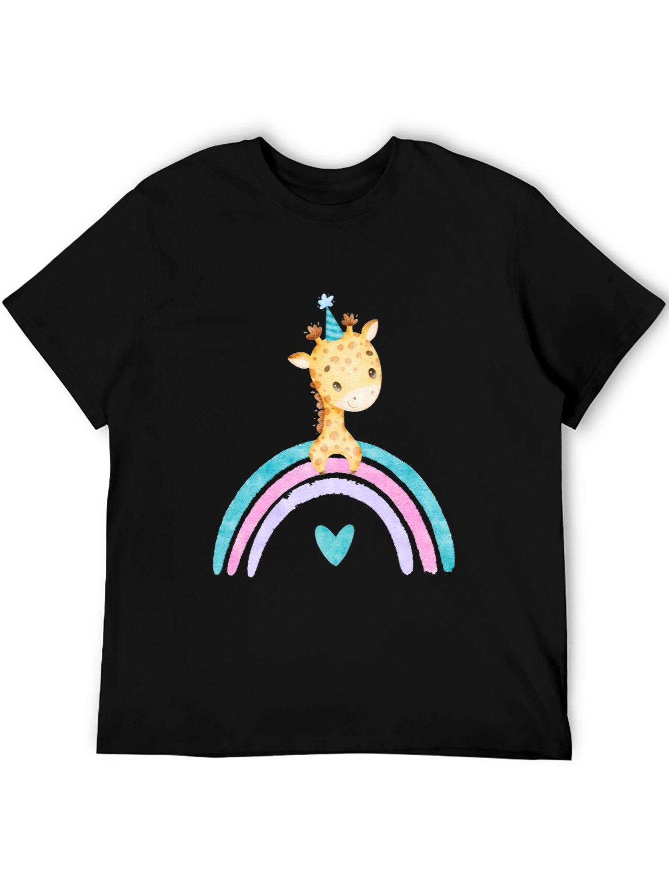 Giraffe Rainbow T-Shirt Cute Cartoon Graphic Tee