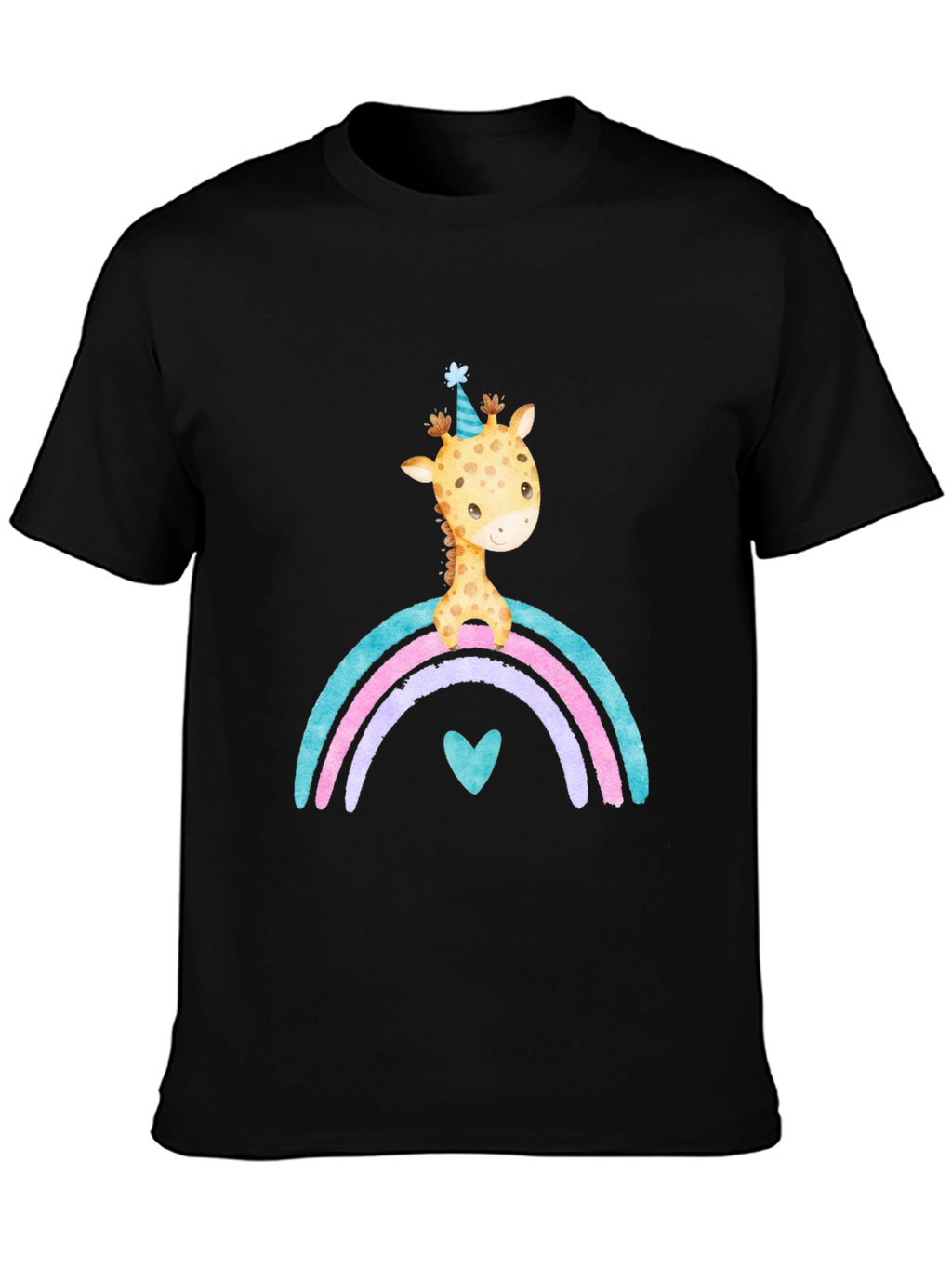 Giraffe Rainbow T-Shirt Cute Cartoon Graphic Tee