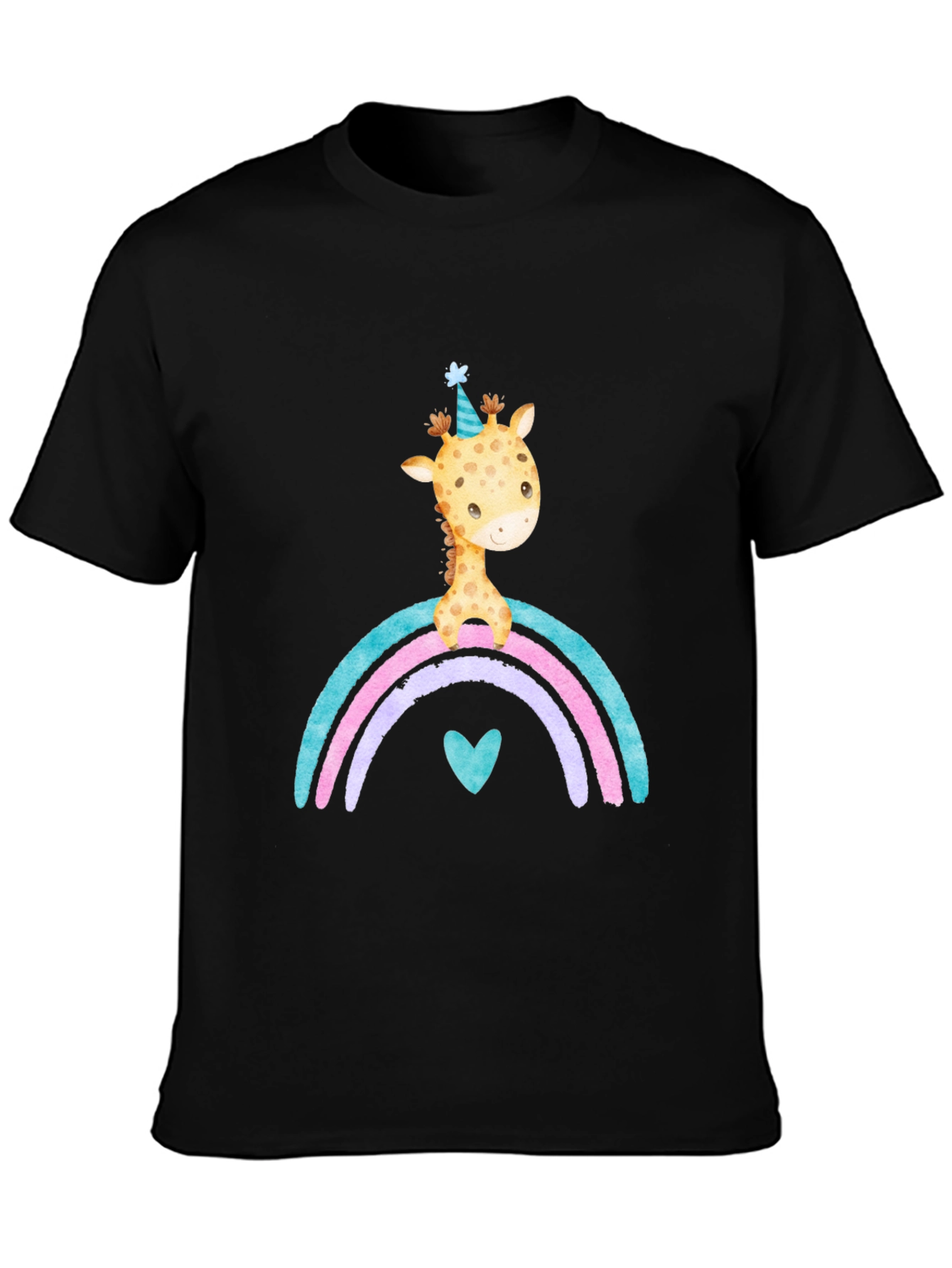 Giraffe Rainbow T-Shirt Cute Cartoon Graphic Tee