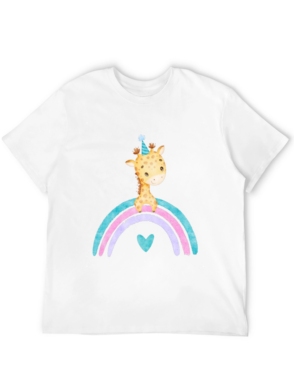 Giraffe Rainbow T-Shirt Cute Cartoon Graphic Tee