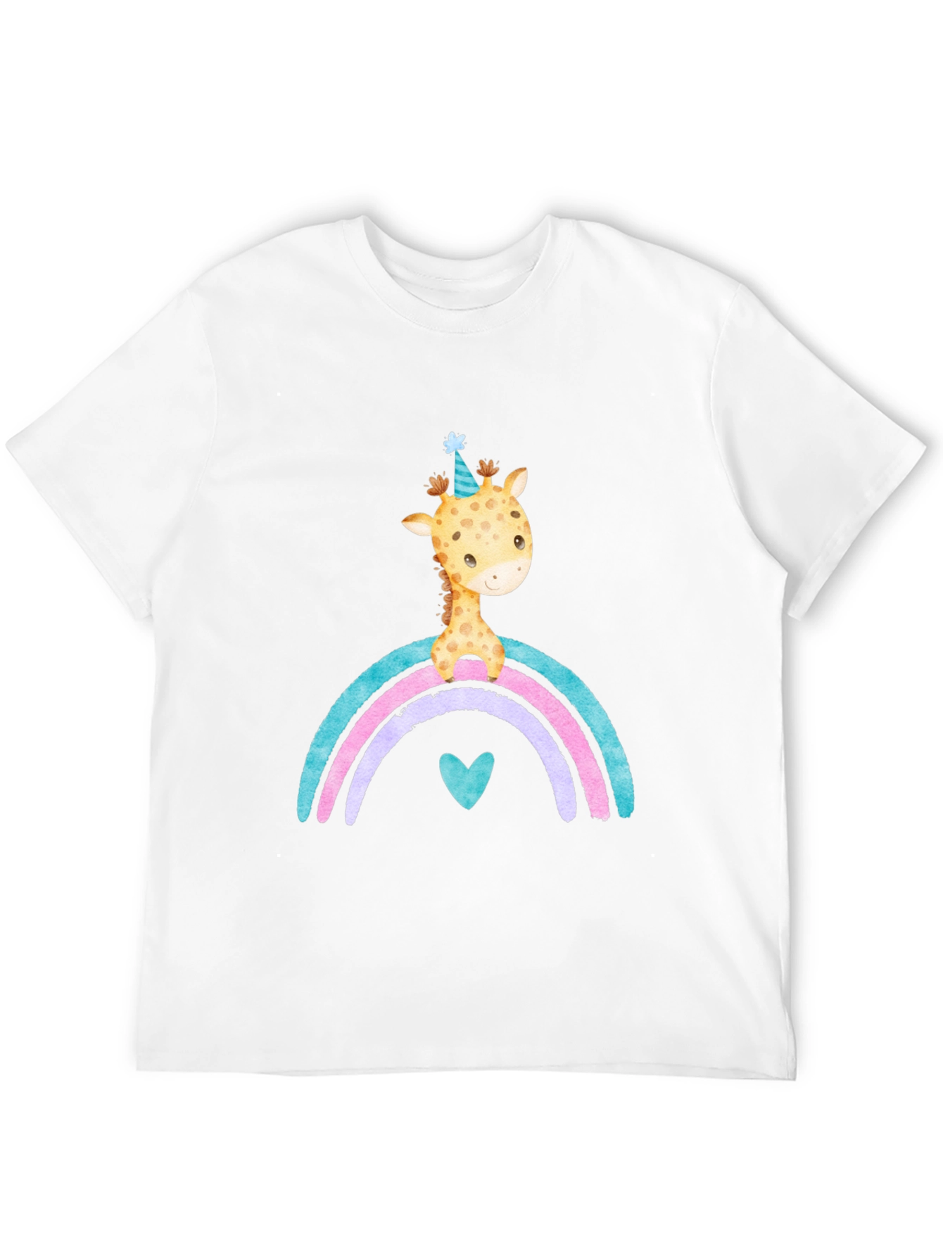 Giraffe Rainbow T-Shirt Cute Cartoon Graphic Tee