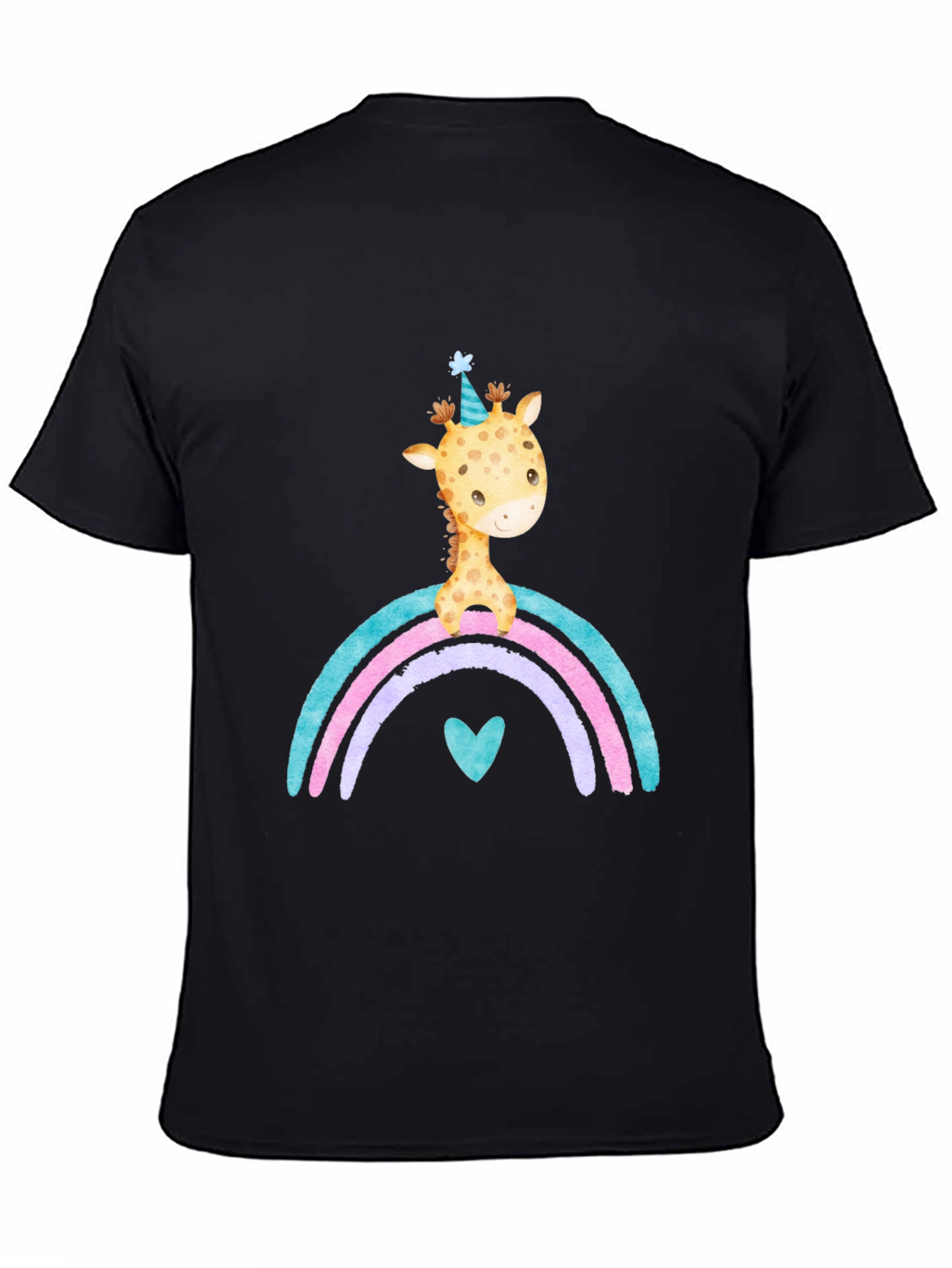 Giraffe Rainbow T-Shirt Cute Cartoon Graphic Tee