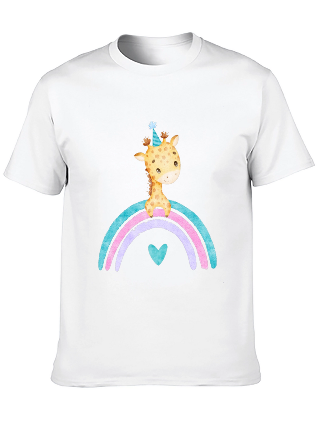 Giraffe Rainbow T-Shirt Cute Cartoon Graphic Tee