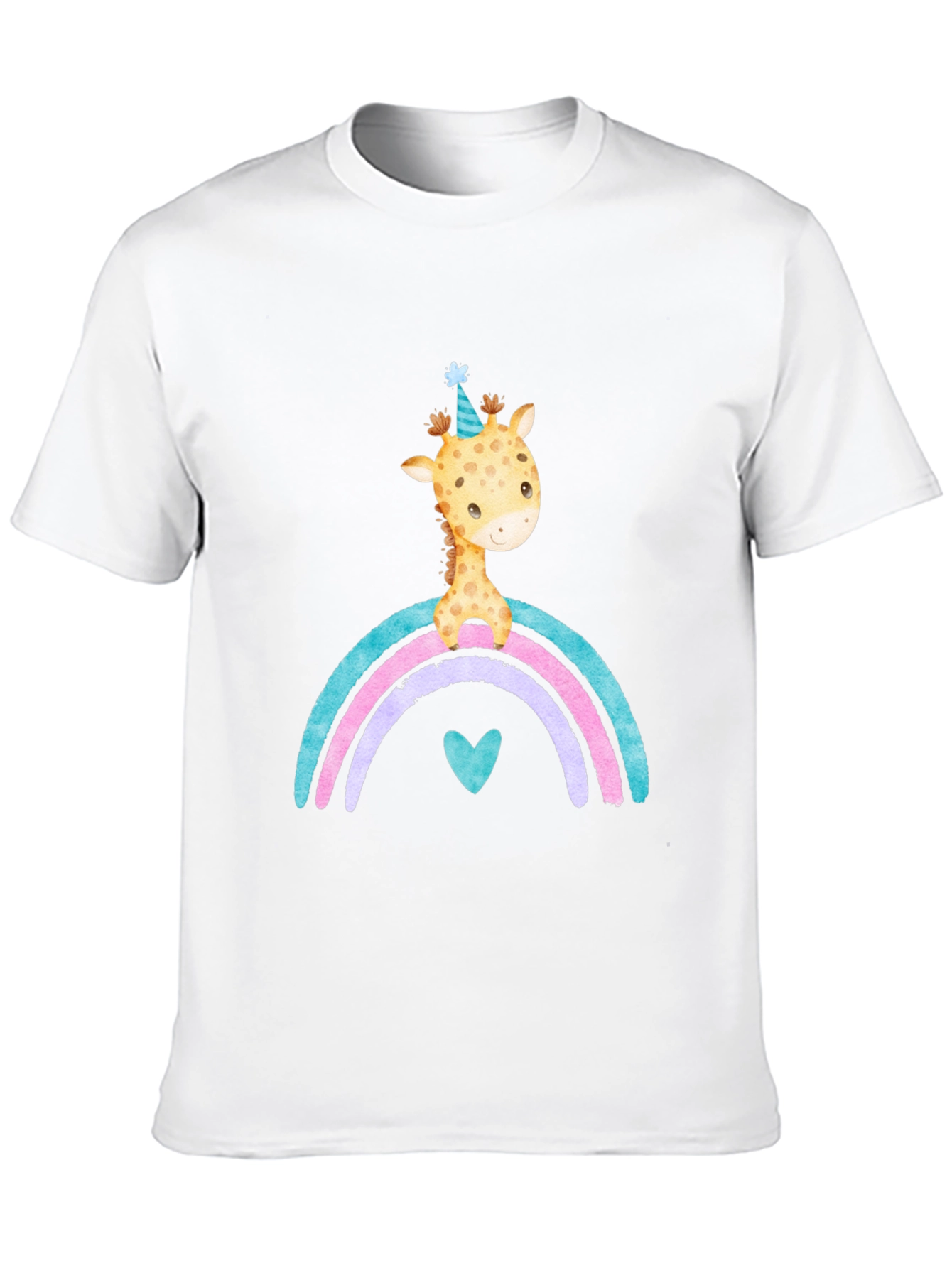 Giraffe Rainbow T-Shirt Cute Cartoon Graphic Tee
