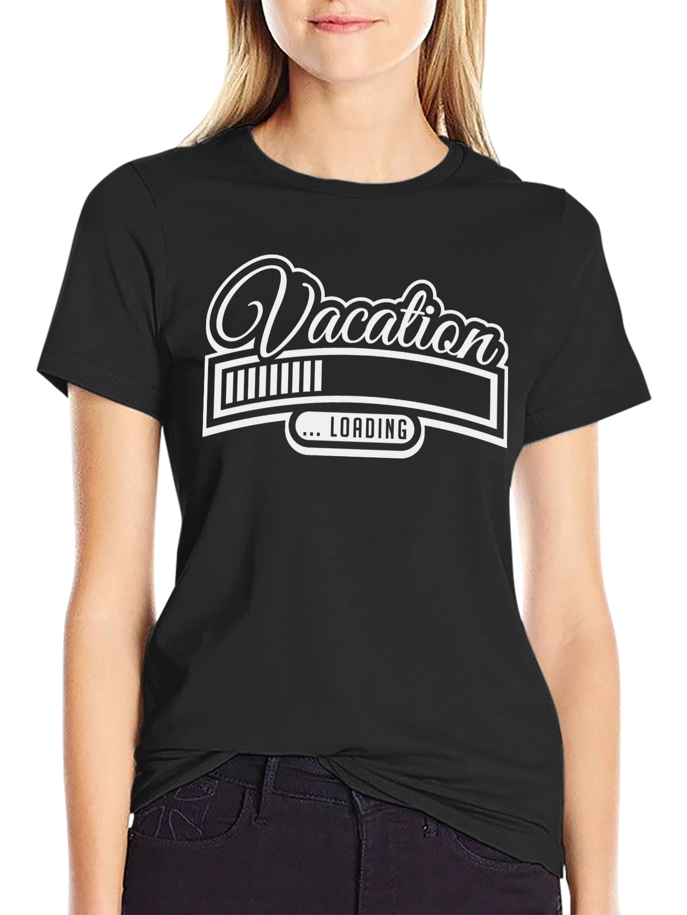 Vacation Loading T-Shirt - Black Graphic Tee