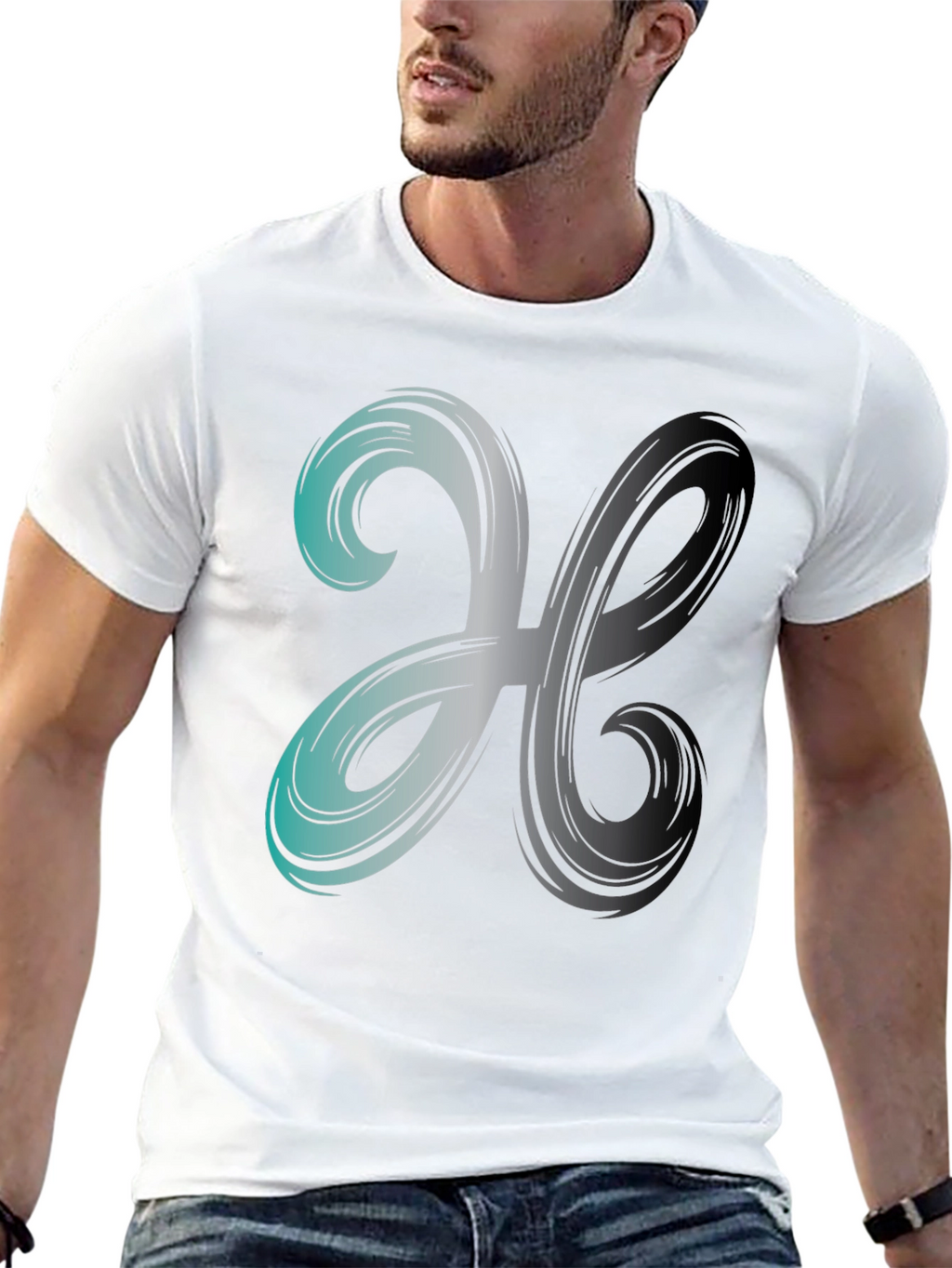 Abstract Swirl Graphic Print Mens Black T-Shirt