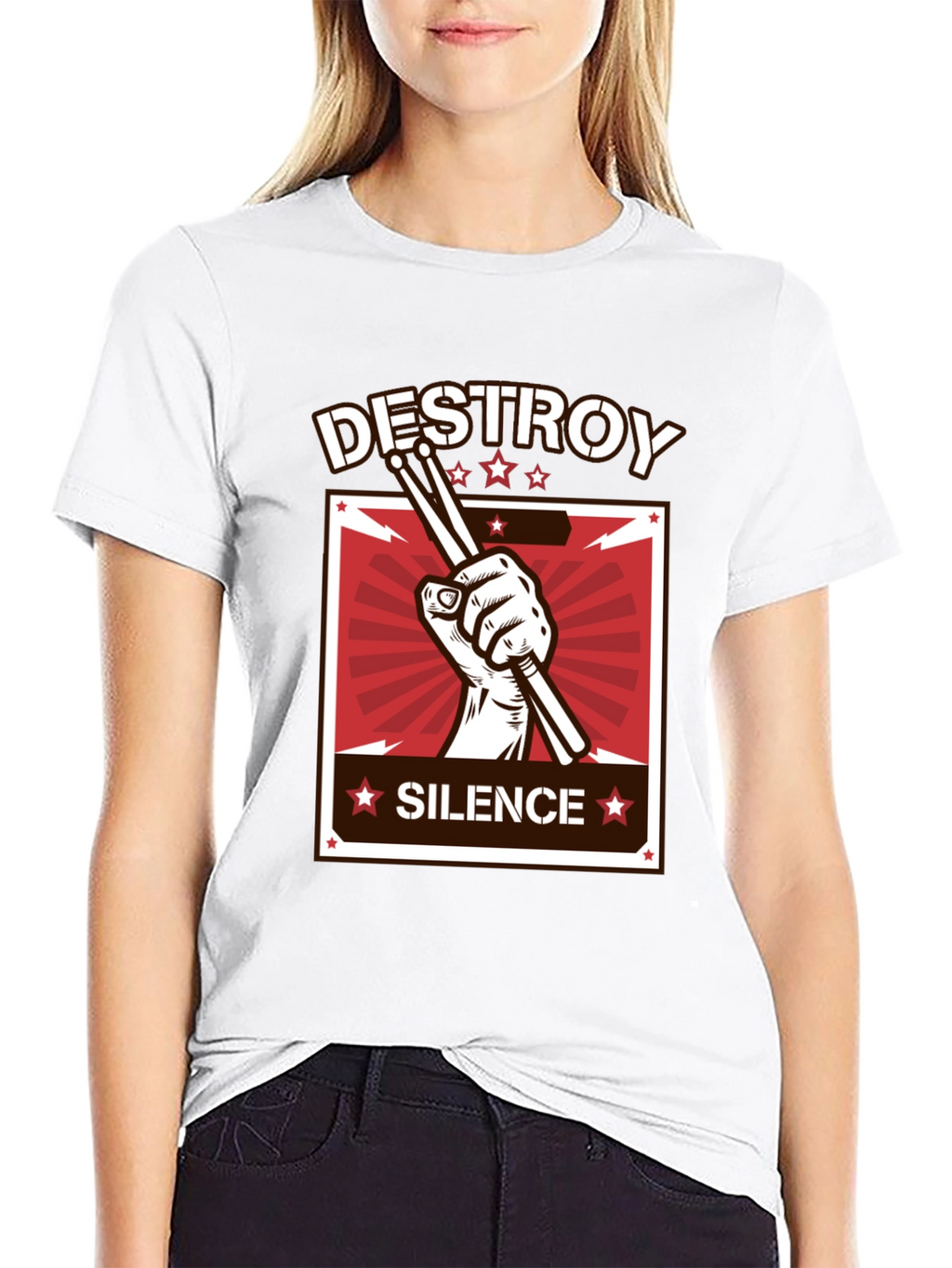 Destroy Silence T-Shirt - Drummer Design Tee