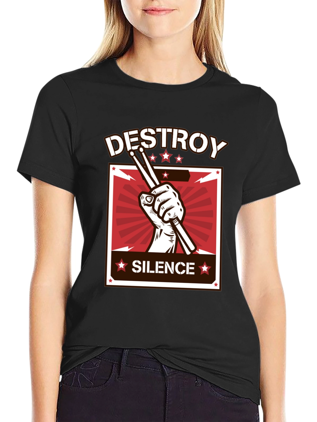 Destroy Silence T-Shirt - Drummer Design Tee