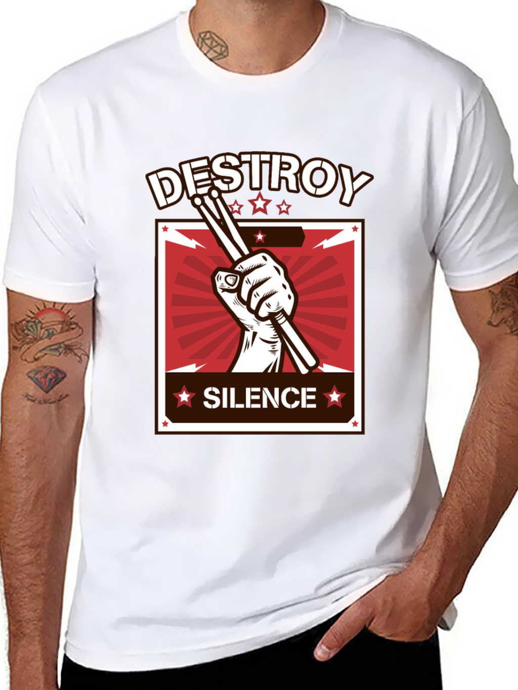 Destroy Silence T-Shirt - Drummer Design Tee
