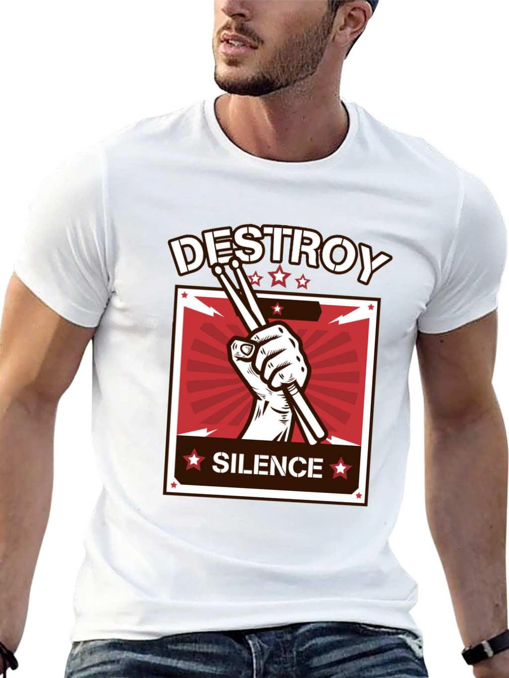 Destroy Silence T-Shirt - Drummer Design Tee