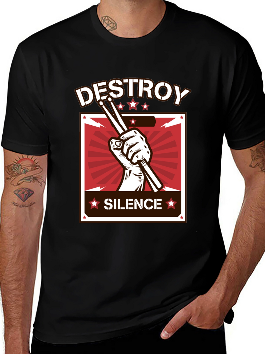 Destroy Silence T-Shirt - Drummer Design Tee
