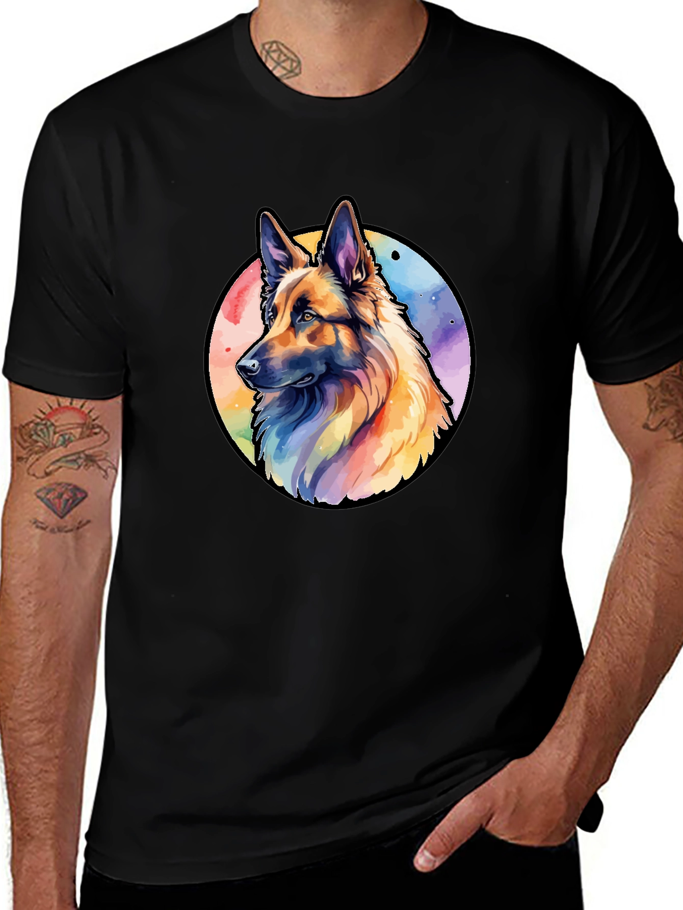 German Shepherd Watercolor T-Shirt