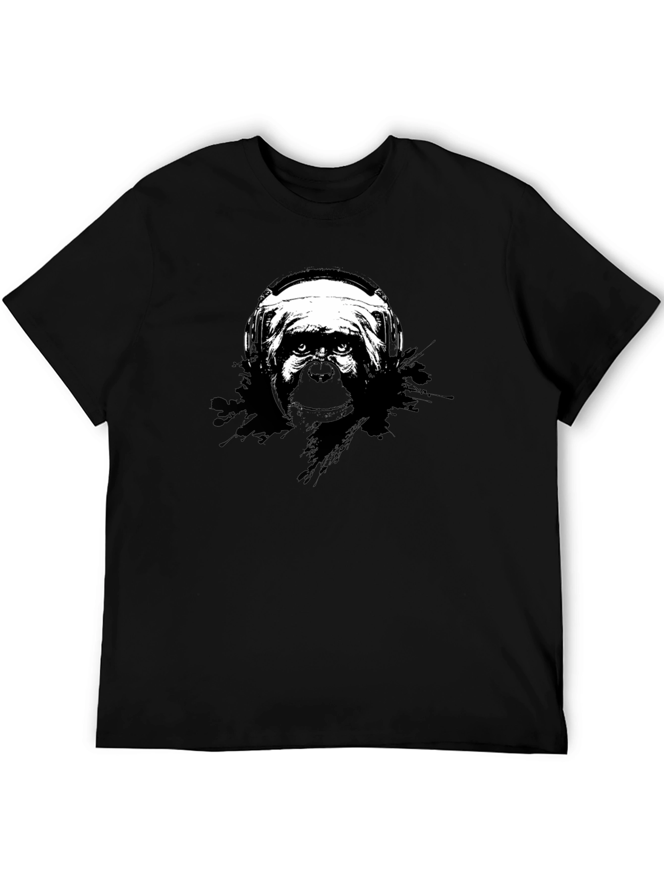 Monkey DJ Graphic Tee - Black Cotton T-Shirt