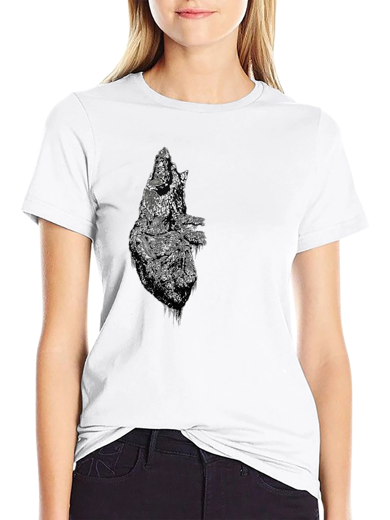 Distressed Anatomical Heart Graphic Tee - Mens Black