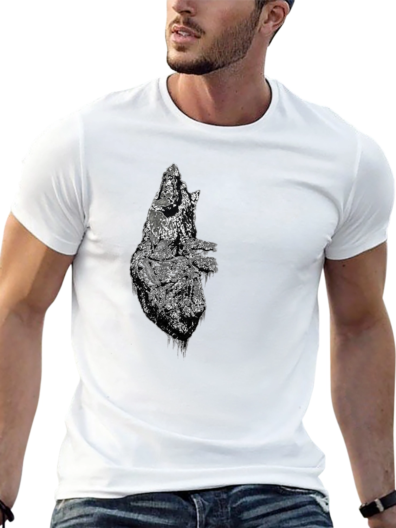 Distressed Anatomical Heart Graphic Tee - Mens Black