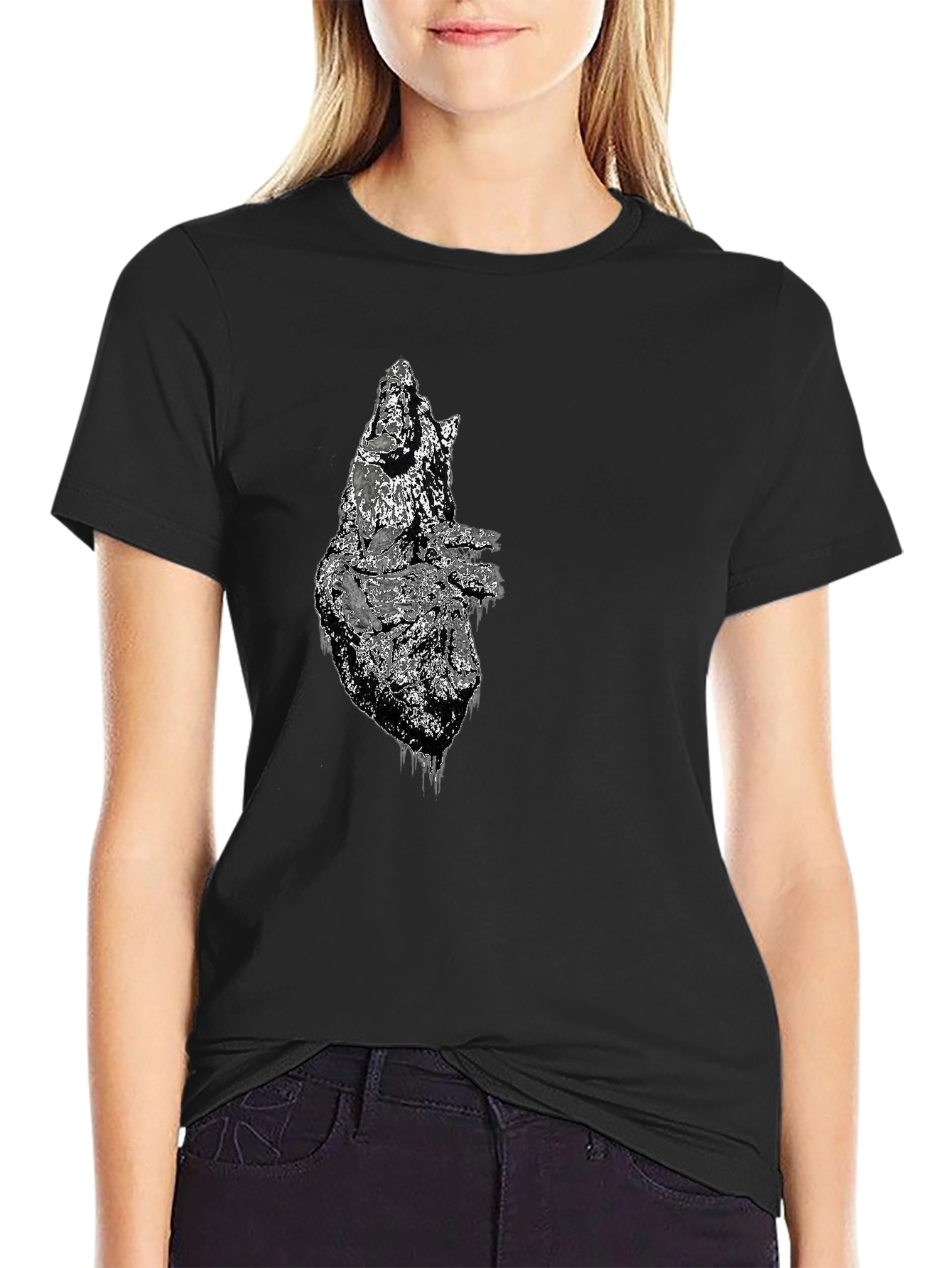 Distressed Anatomical Heart Graphic Tee - Mens Black