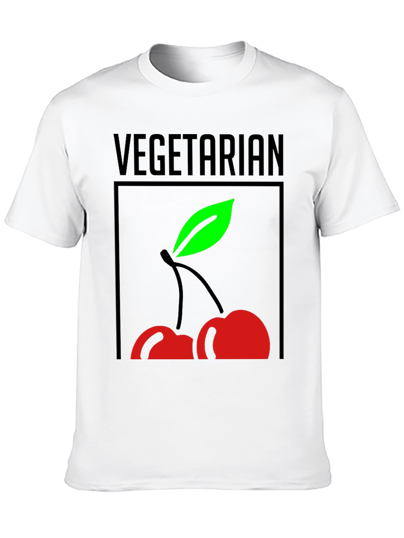 Vegetarian Cherry Graphic Tee - Black