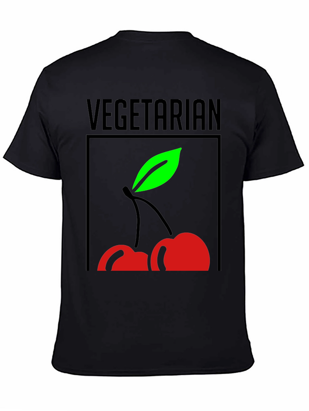 Vegetarian Cherry Graphic Tee - Black