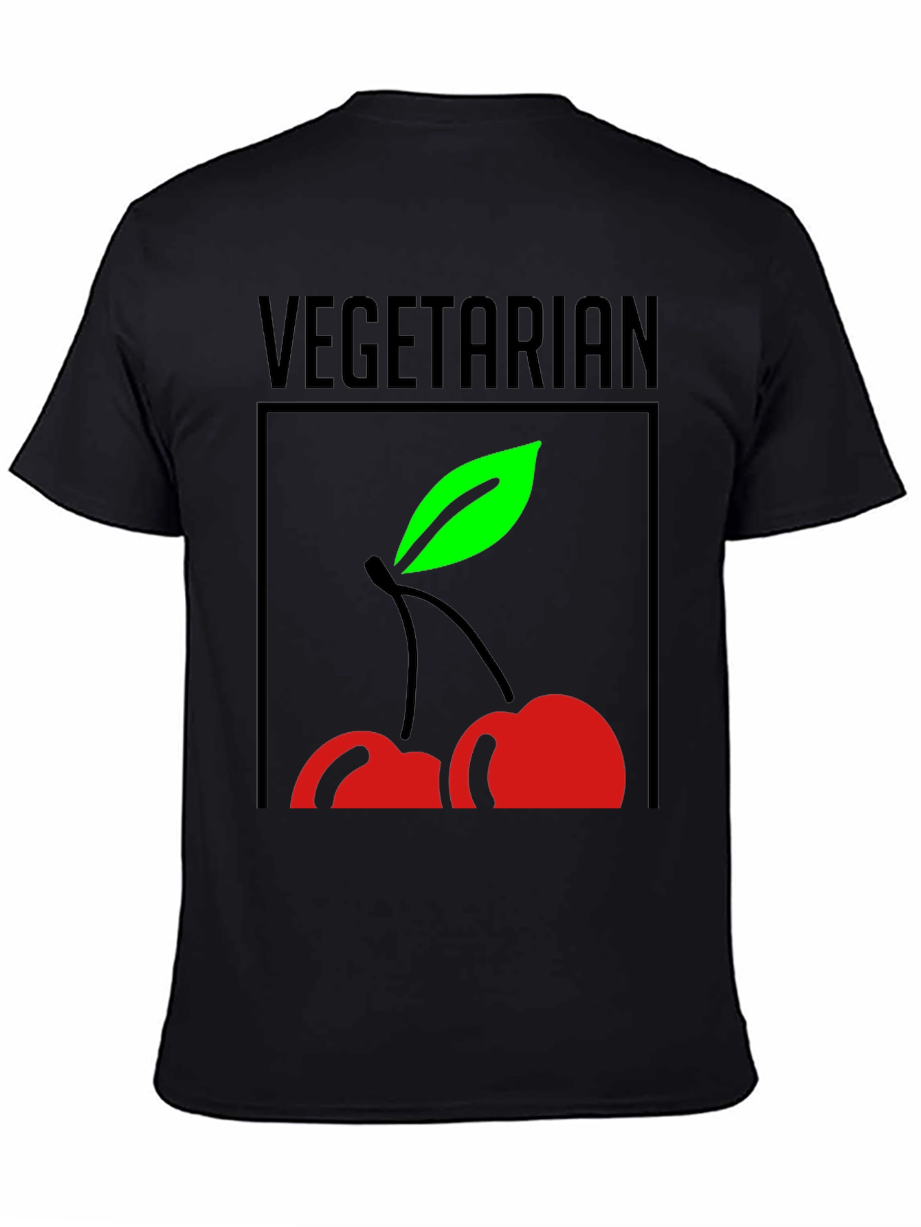 Vegetarian Cherry Graphic Tee - Black