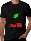 Vegetarian Cherry Graphic Tee - Black