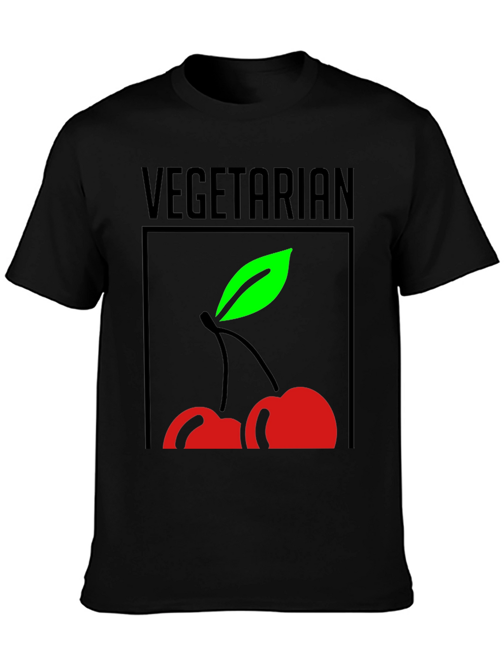 Vegetarian Cherry Graphic Tee - Black