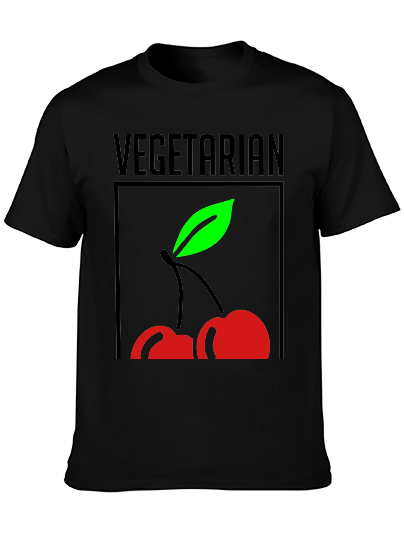 Vegetarian Cherry Graphic Tee - Black