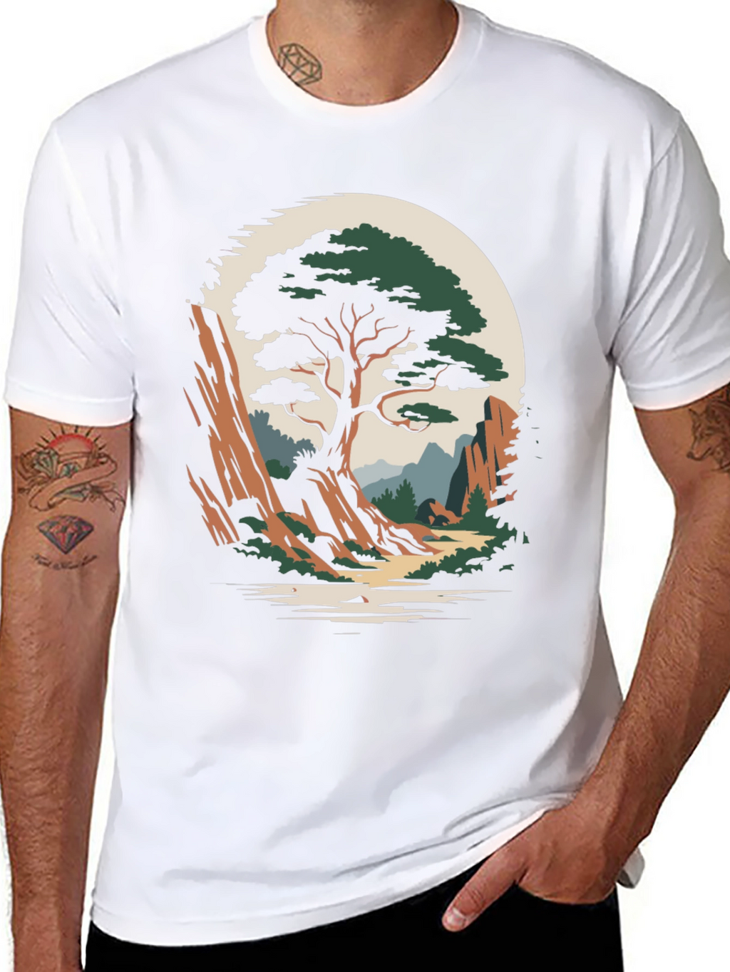 Natures Vista Graphic Tee - Stylish Tree Print