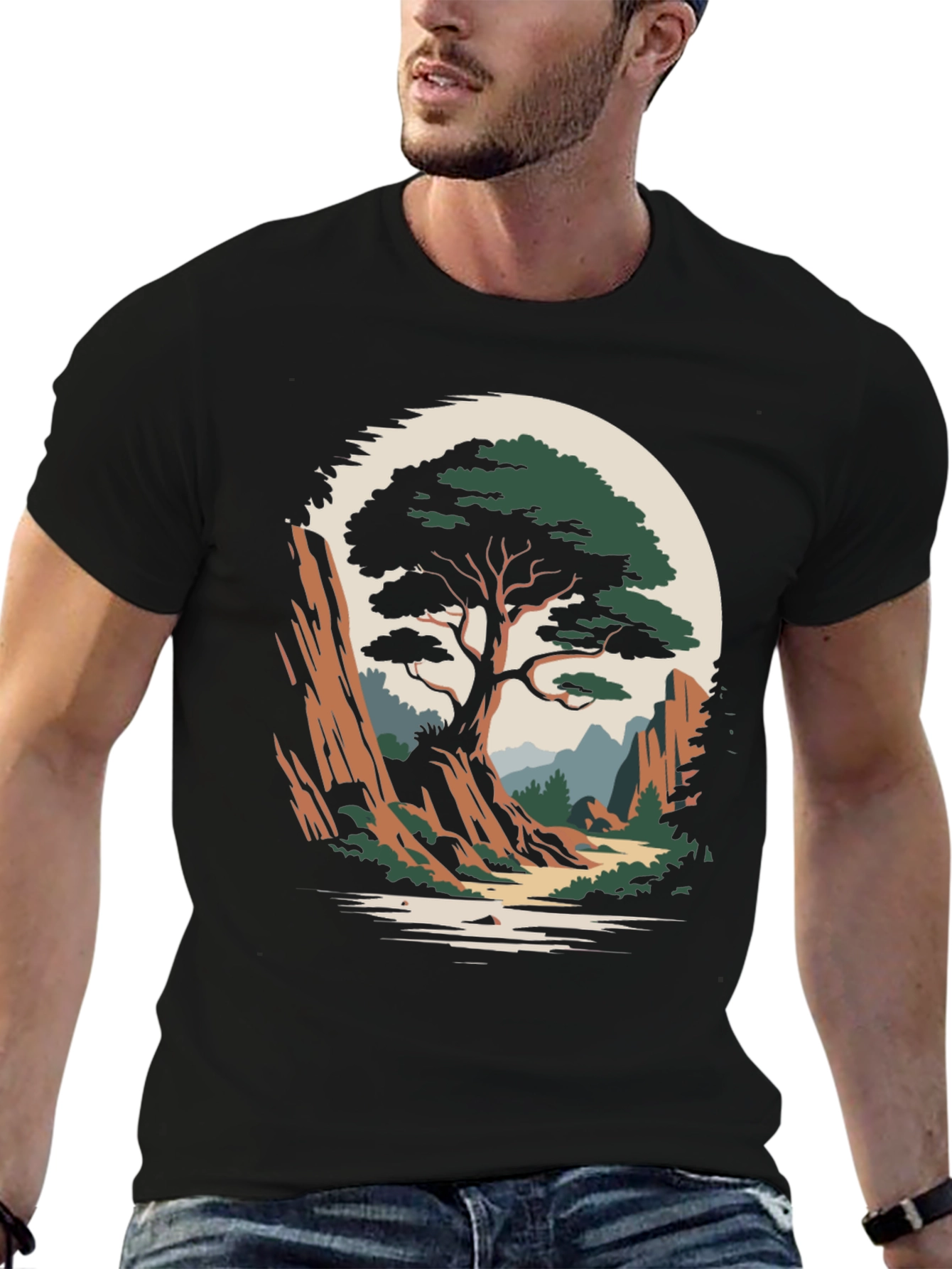 Natures Vista Graphic Tee - Stylish Tree Print