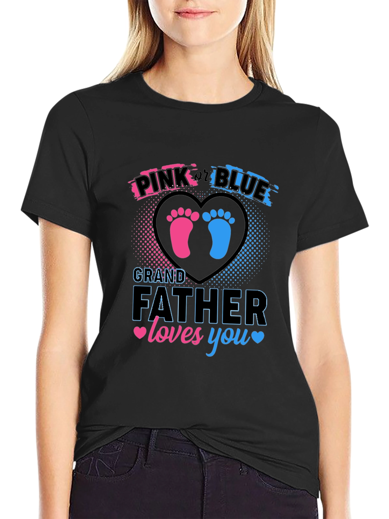 Pink or Blue Grandfather Loves You T-Shirt