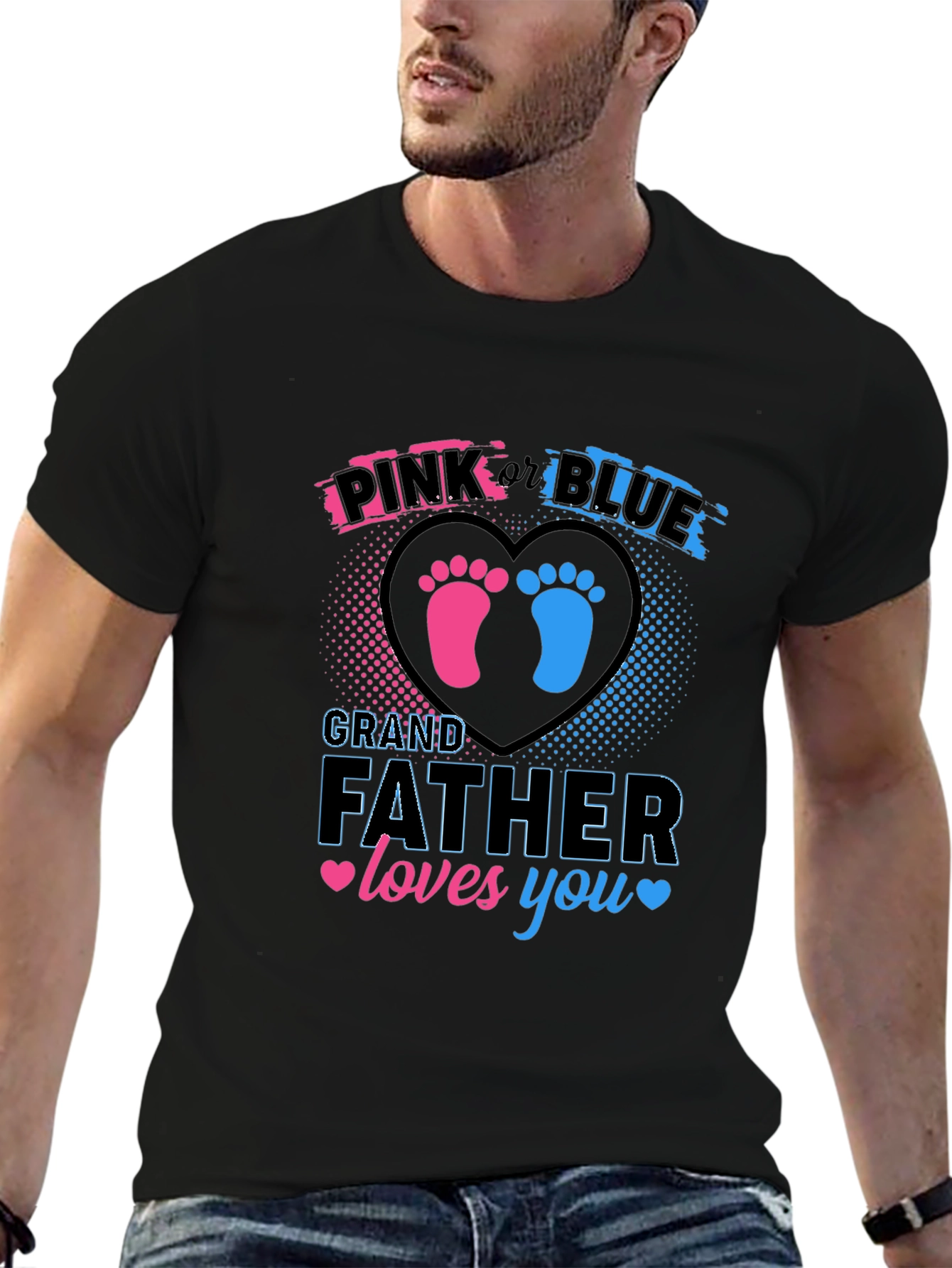 Pink or Blue Grandfather Loves You T-Shirt