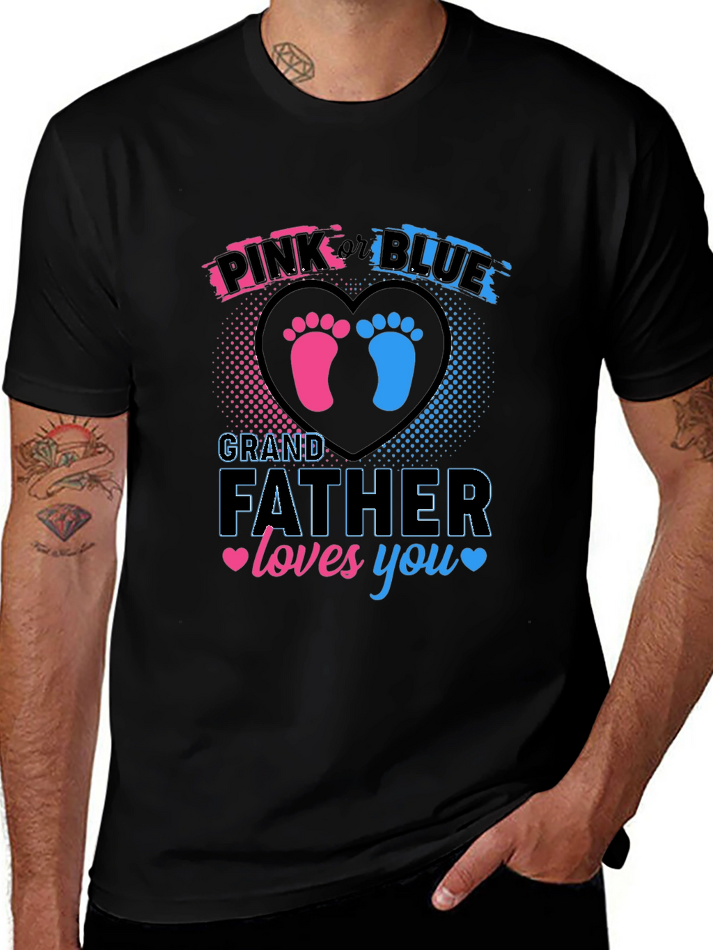 Pink or Blue Grandfather Loves You T-Shirt