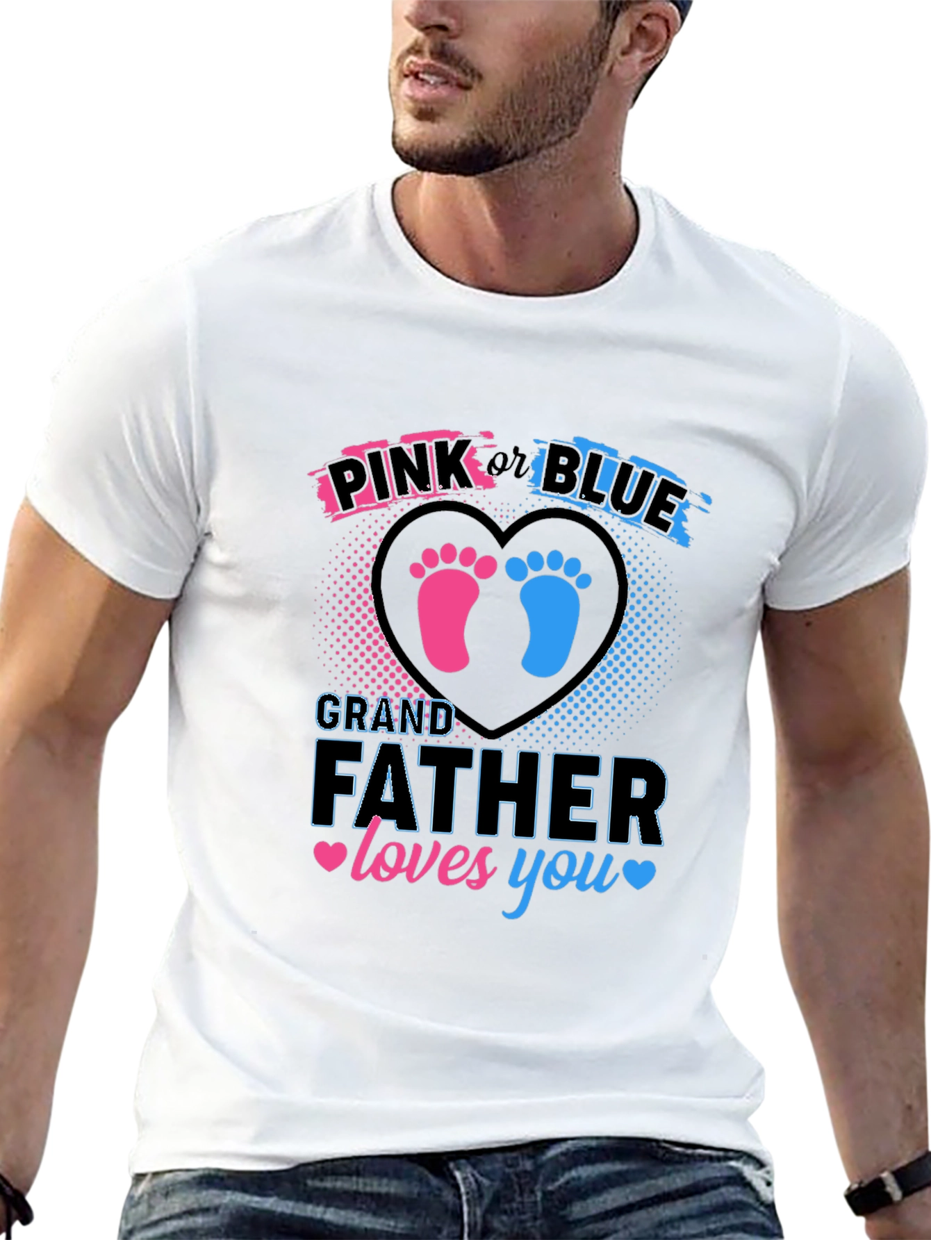 Pink or Blue Grandfather Loves You T-Shirt