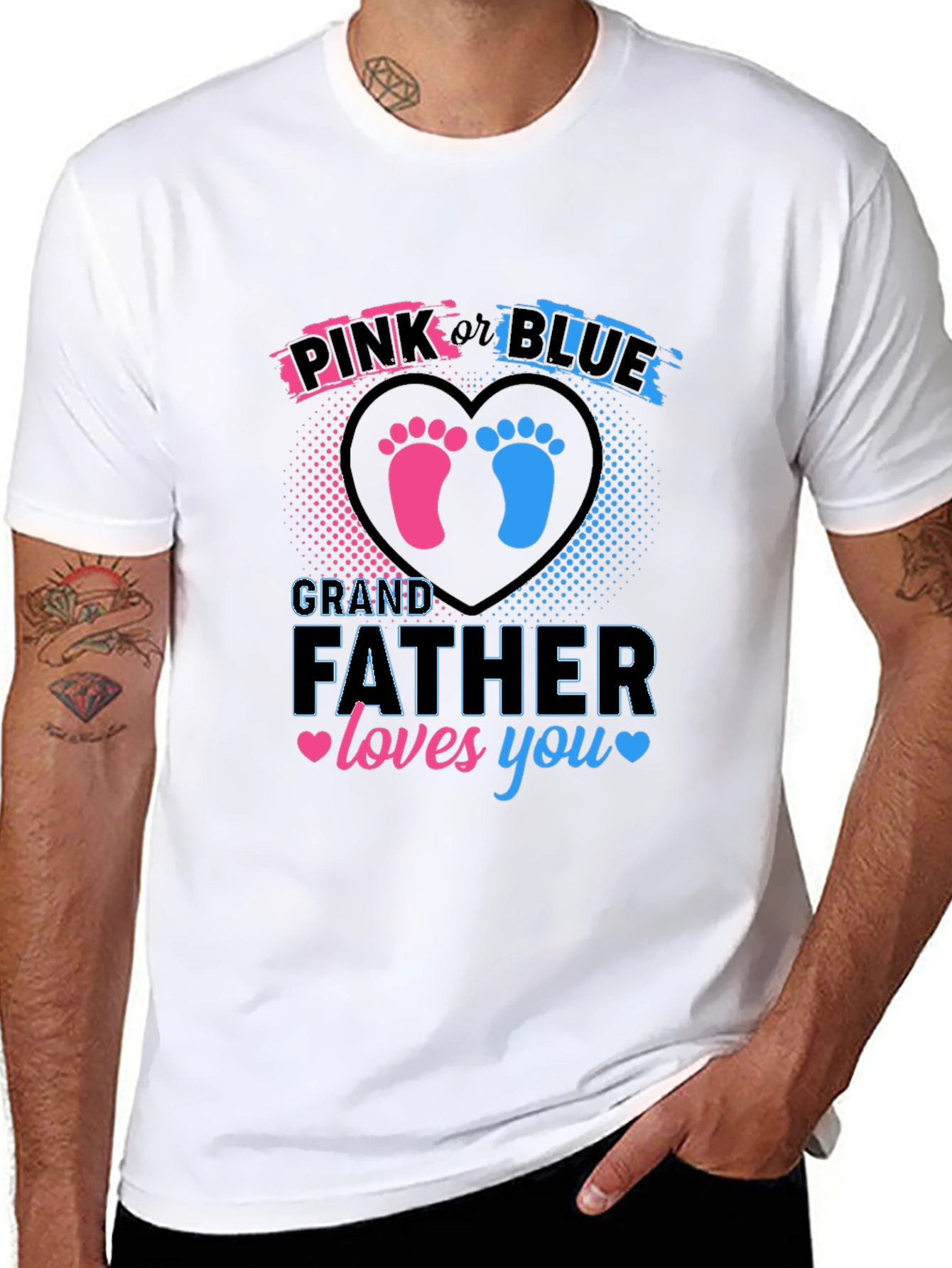 Pink or Blue Grandfather Loves You T-Shirt