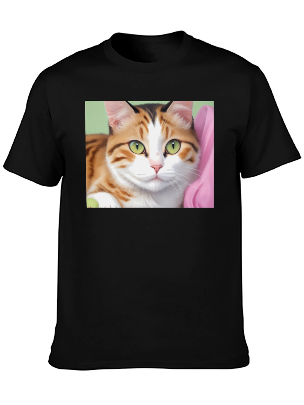 Cat Graphic Print Black T-Shirt