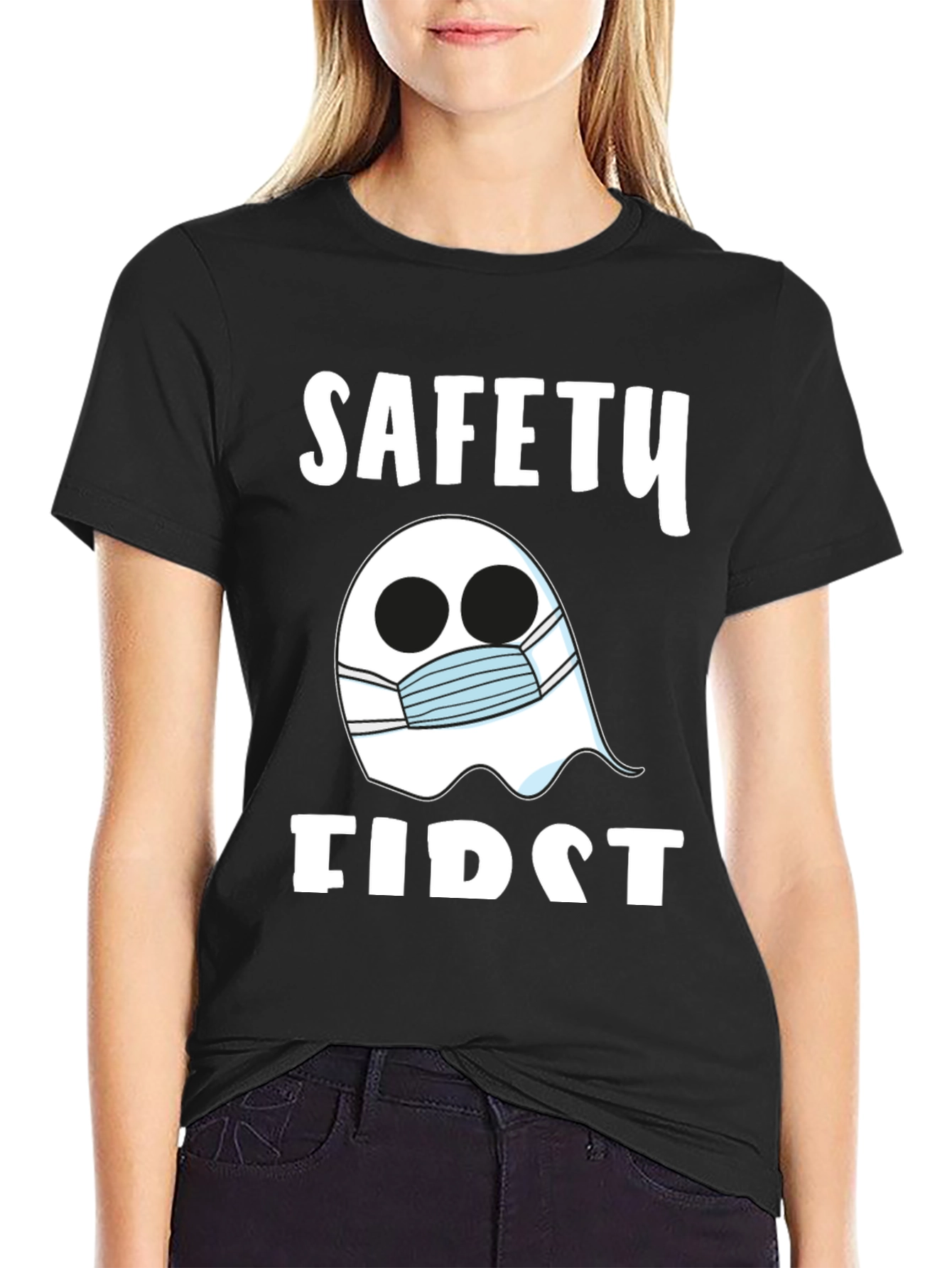 Safety First Ghost Mask T-Shirt - Halloween Costume