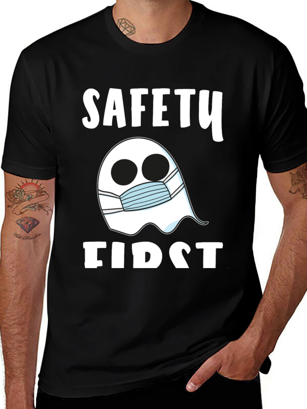 Safety First Ghost Mask T-Shirt - Halloween Costume